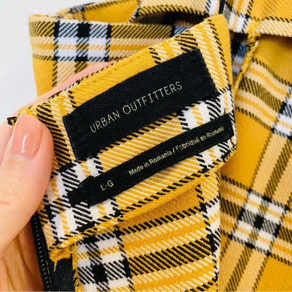 Urban Outfitters Strappy Plaid Mini Dress in Yellow/Black/White, Size Large - Picture 10 of 11
